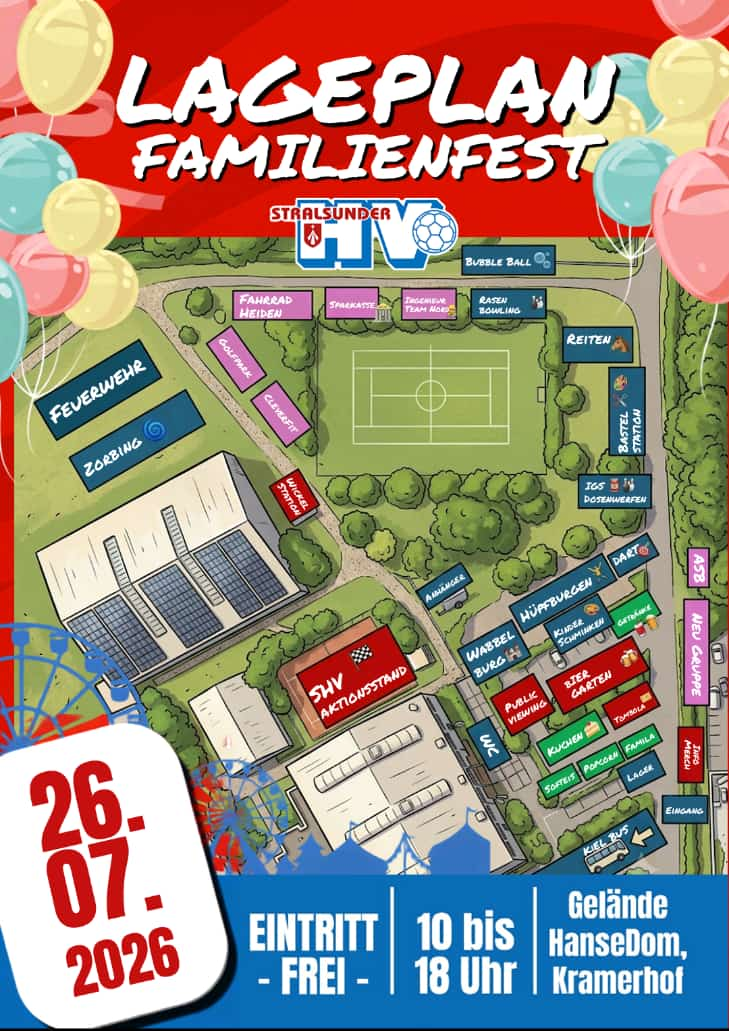 Lageplan Familienfest – Uebersicht der Stationen auf dem Festgelaende am HanseDom, Kramerhof